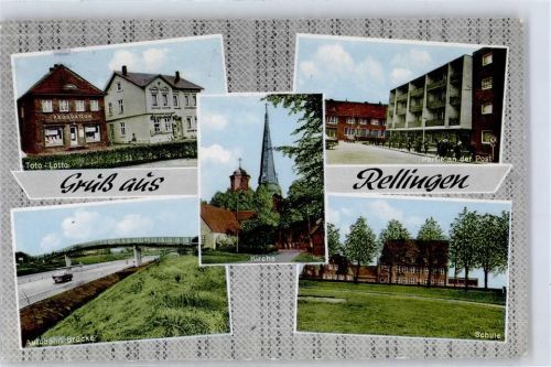 Rellingen Partie an der Post Schule Autobahn-Brücke Geschäft Toto Lotto Kirche