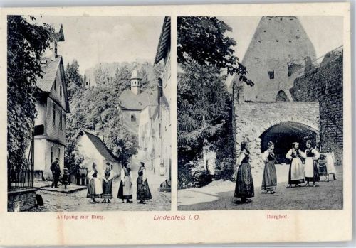 Lindenfels 1910 Aufgang zur Burg Burghof