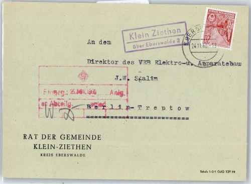 16225 O1300 Eberswalde - Landpoststempel Klein Ziethen