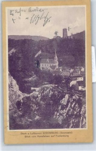 Stromberg 1913 Blick vom Hunsfelsen zur Fustenburg