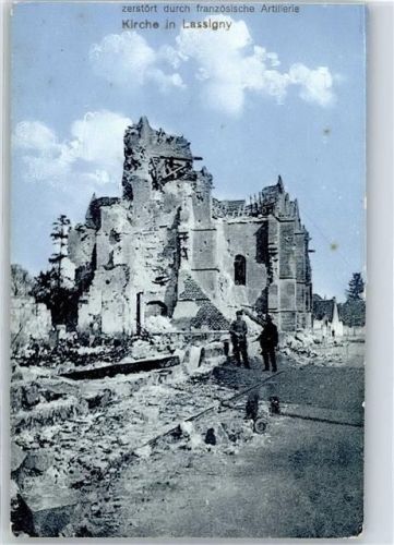 Lassigny Kirche durch französische Artillerie zerstört