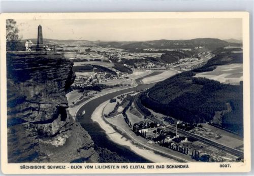 Bad Schandau Blick vom Lilienstein ins Elbtal