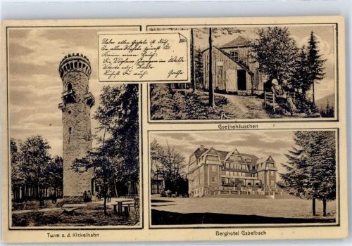 Gabelbach Aussichtsturm Kickelhahn Berghotel Goethehäusschen