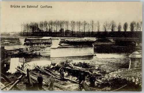 Abbeville-les-Conflans Bahnhof Brücke Feldpost WK I