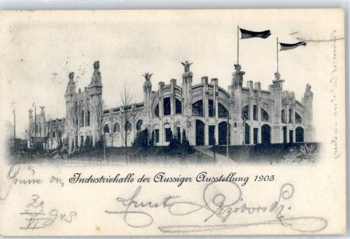 Usti nad Labem Aussig 1903 Lithographie Industriehalle Ausstellung