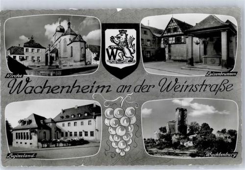 67098 W6706 Wachenheim an der Weinstraße - Kirche Luisenbrunnen Luginsland Wachtenburg