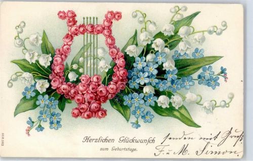 1906 Geburtstag Vergissmeinnicht Maiglöckchen