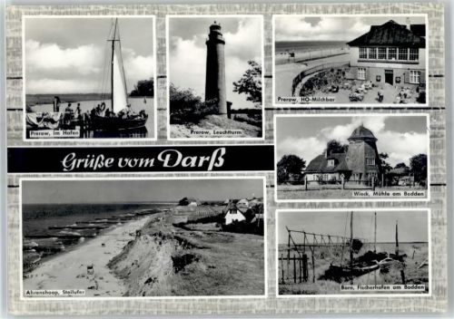 Ostseebad Prerow Leutchturm Darßer Ort Mühle am Bodden HO-Milchbar Prerow Fischerhafen am Bodden Ahrenshoop Steilufer