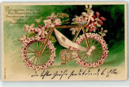 Blumen Poesie Fahrrad Prägedruck