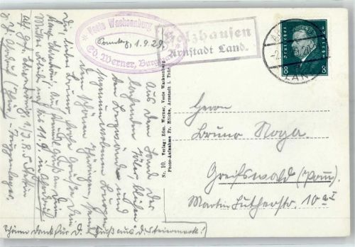 Holzhausen Landpoststempel Veste Wachsenburg