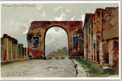 80045 Pompei e Scavi Lithographie / Künstlerkarte
