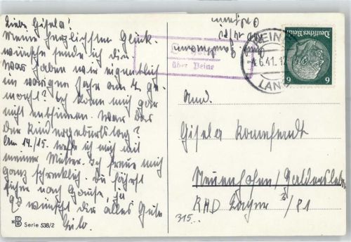31224 W3150 Peine Künstlerkarte Landpoststempel Geburtstag