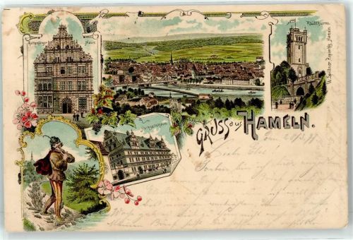 Hameln 1897 Klütturm Rattenfängerhaus Hochzeitshaus