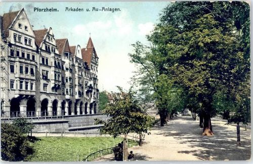 Pforzheim 1908 Arkaden und Au-Anlagen