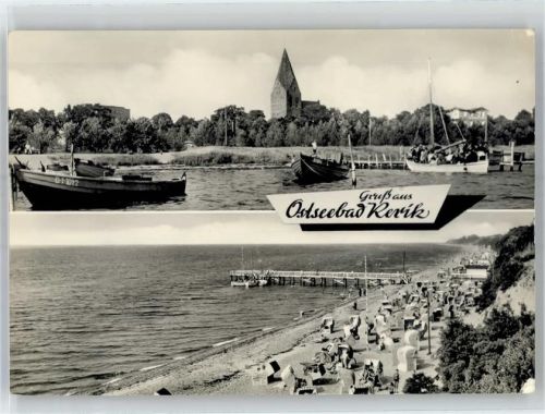 18230 O2572 Ostseebad Rerik - Strand mit Landungssteg Ev. Kirche St Johannes
