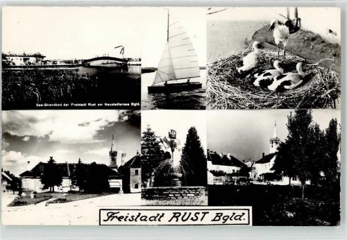 Rust See-Strandbad Segelboot Storchennest Brunnen Kirche