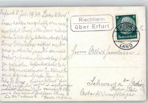 Riechheim Landpoststempel Dom Severikirche Erfurt
