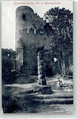 Kynau Ruine Kynast Burghof mit Prangersäule