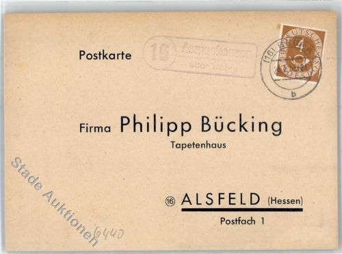 Asmushausen Landpoststempel Bestellkarte Tapetenhaus Philipp Bücking
