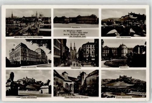 Würzburg Universität Feste Marienberg Residenz Domstraße Mainbrücke