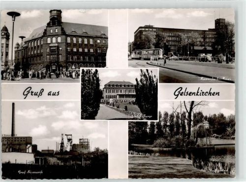 Gelsenkirchen Postamt Straßenbahn Hans Sachs Haus Graf Bismarck Schloss Berge Stadtgarten