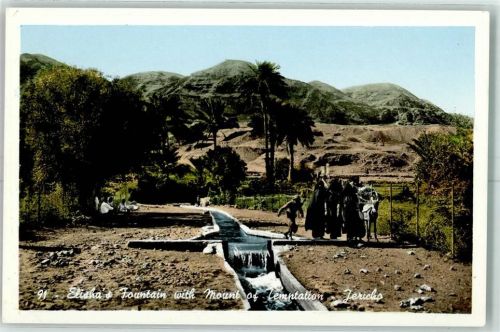 Jericho Elisha's Fountain with Mount of Lemptation