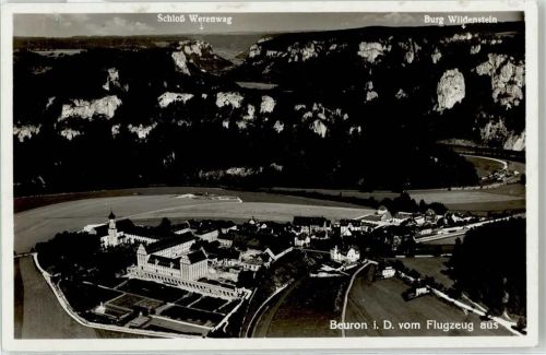88631 W7792 Beuron - Schloss Werenwang Burg Wildenstein Fliegeraufnahme Kirche