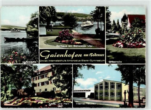 78343 W7766 Gaienhofen - Zollhaus Internat Ambrosius Blarer Park Ufer Schiff