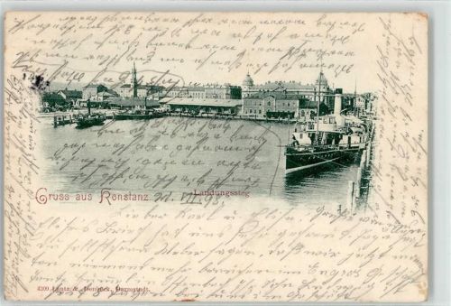 Konstanz 1898 Landungssteg Schiffe