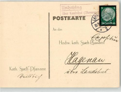 Unholzing Landpoststempel