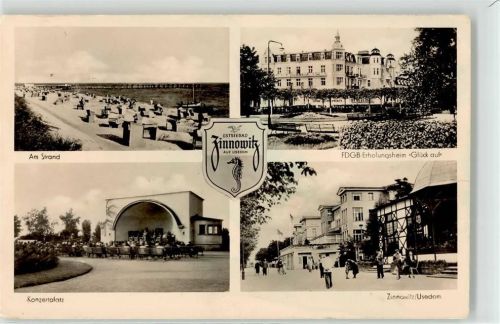 Zinnowitz Sonderstempel Strand FDGB Erholungsheim Glück auf Konzertplatz