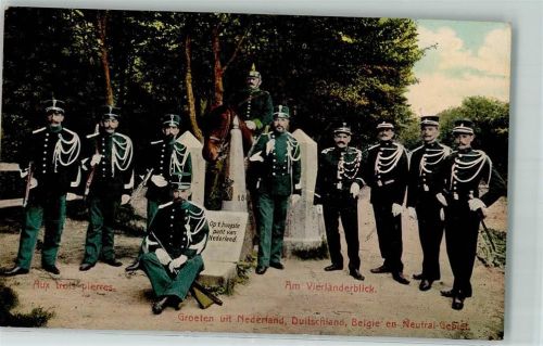 Deutsch-Niederländscih-Belgische Grenzwacht am Vierläderblick Soldaten Uniform