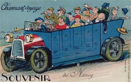 Nancy Nancy (Frankreich) Leporello Touristenbus II- (kleine Einrisse bei Leporello-Abdeckung, kleine Abschürfungen VS, leichte Stauchung)