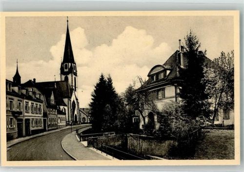 Emmendingen Hebelstraße mit Kirche St. Bonifatius