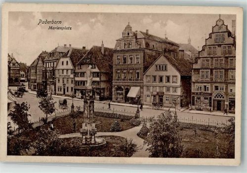 Paderborn 1916 Marienplatz mit Hirsch-Apotheke Feldpost WK I