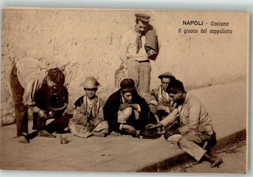 Napoli Costume Il giuoco del cappelletto Männer Spiel Volkstypen