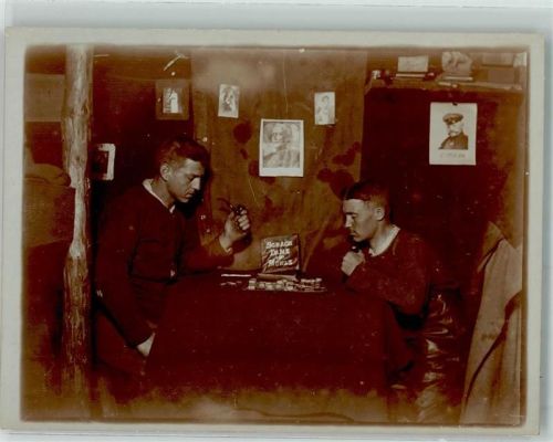 WK I Brettspiel Mühle Soldaten mit Pfeife AK