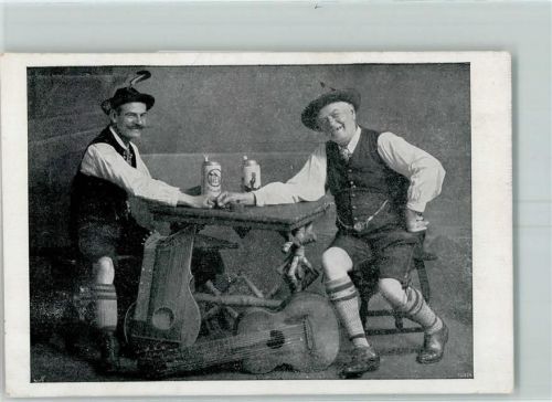Fingerhakeln Bauchtum Zither Bierkrug AK
