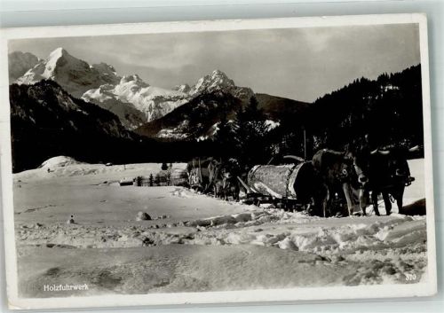 Elmau 1939 Winter Holzfuhrwerk