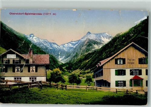 Spielmannsau 1927 Pension Berghof Bahnpost Oberstdorf-Immenstadt Zug 12