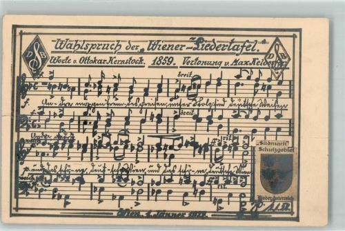Wien Wahlspruch der Wiener Liedertafel Noten Wappen