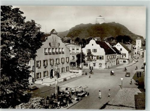 Kelheim Ludwigsplatz m. Befreiungshalle VW Käfer Fahrrad