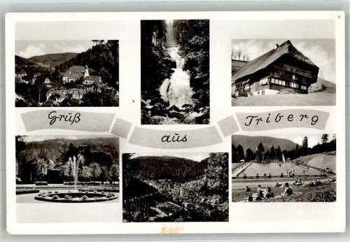 Triberg Panorama des Ortes mit Wallfahrtskirche Maria in der Tanne Wasserfälle Schwarzwaldhaus Schwimmbad Parkanlagen Fotograf Günter