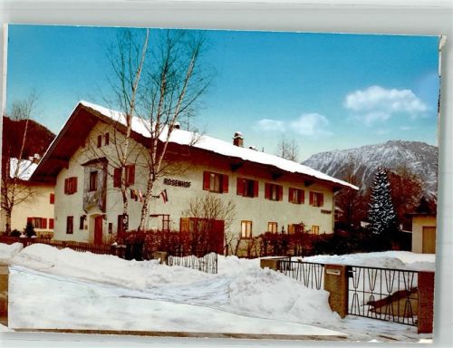 Ruhpolding Pension Rosenhof Winter Foto Original aus Archiv eines Ansichtskartenverlages