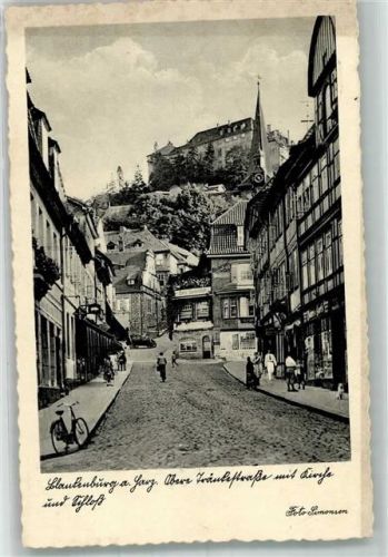 Blankenburg 1936 Tränkestraße mit Bergkirche St. Bartholomäus und Schloss Oldtimer Fotograf Simonsen