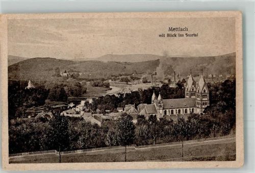Mettlach Panorama des Ortes mit Kirche St. Lutwinus