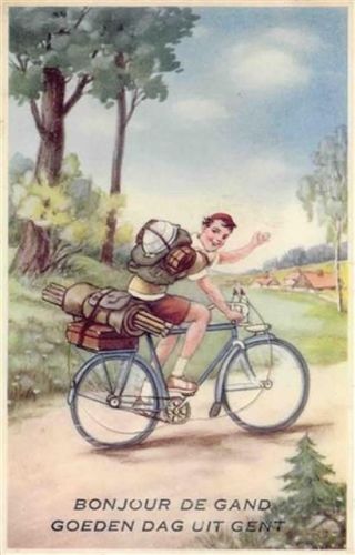 Gand Gent (Belgien) Leporello Fahrrad, Bonjour de Grand Goeden Dag I-II (fleckig RS)