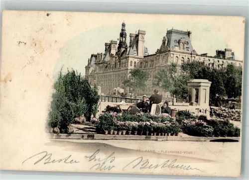Paris 1900 Marktszene Blumenverkäuferinnen