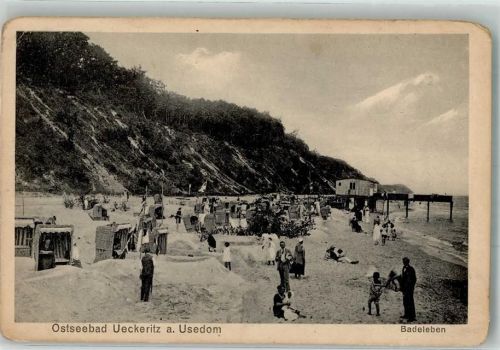 Ückeritz 1927 Strandleben unterhalb der Steilküste