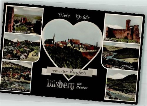 Dilsberg Panorama des Ortes Burgfeste Dilsberg Burgruine Neckartal mit Chronik